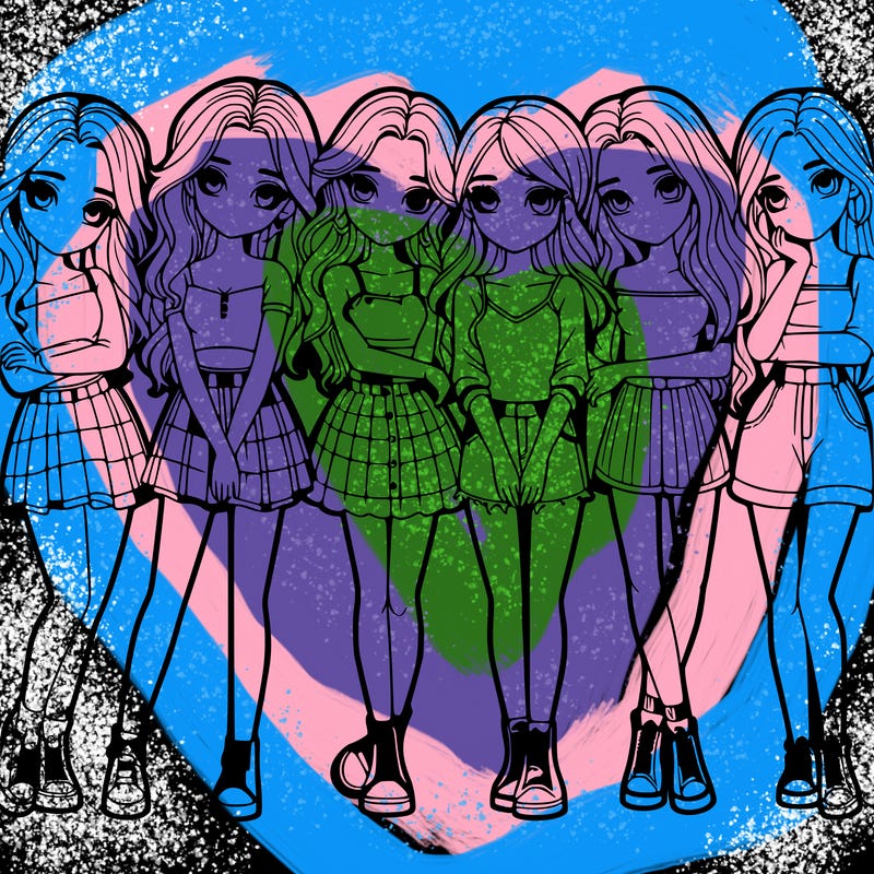 a group of girls realistic