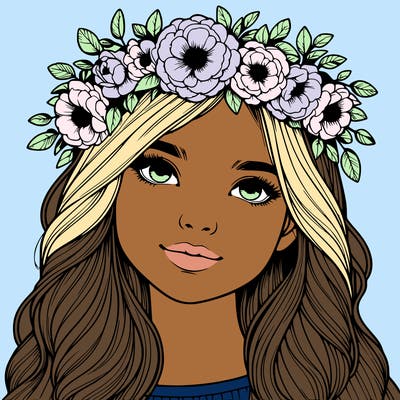 realistic girl with flower crown