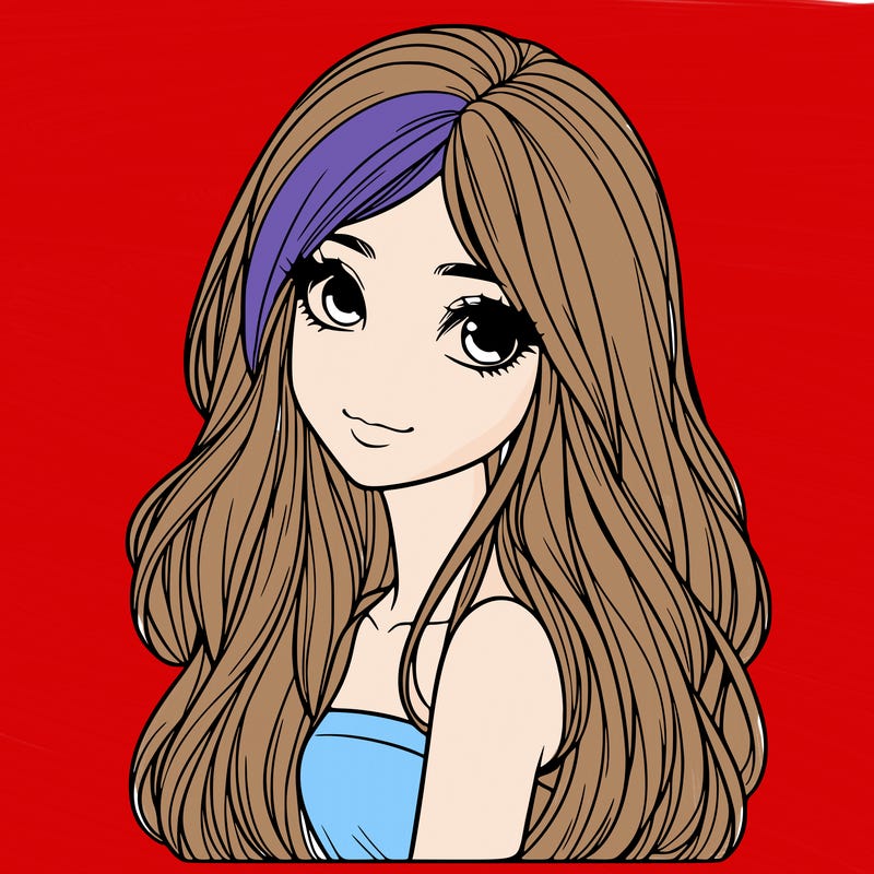 realistic girl with long hair