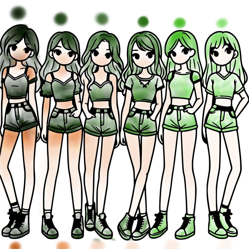 a group of girls wearing crop tops and shorts