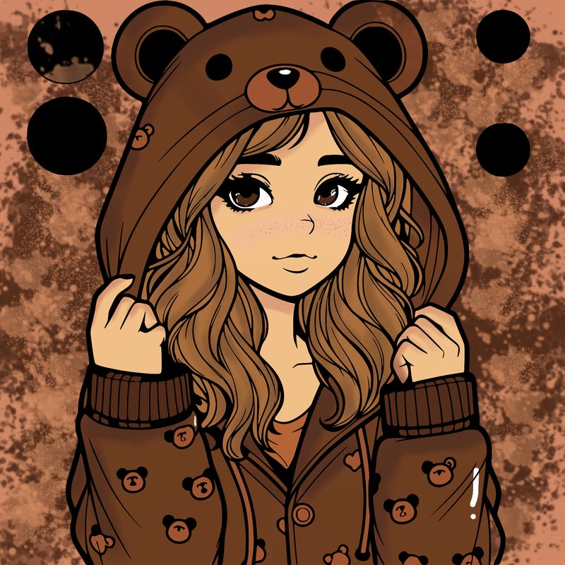 realistic girl in a animal pjs hoodie