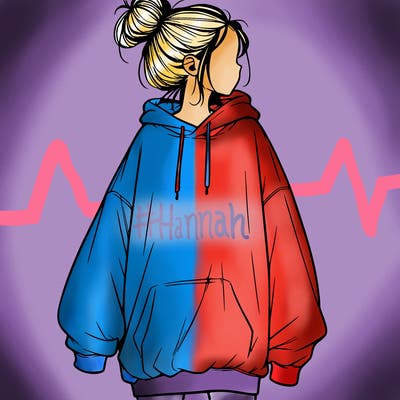 realistic girl with a oversized sweatshirt on and a bun