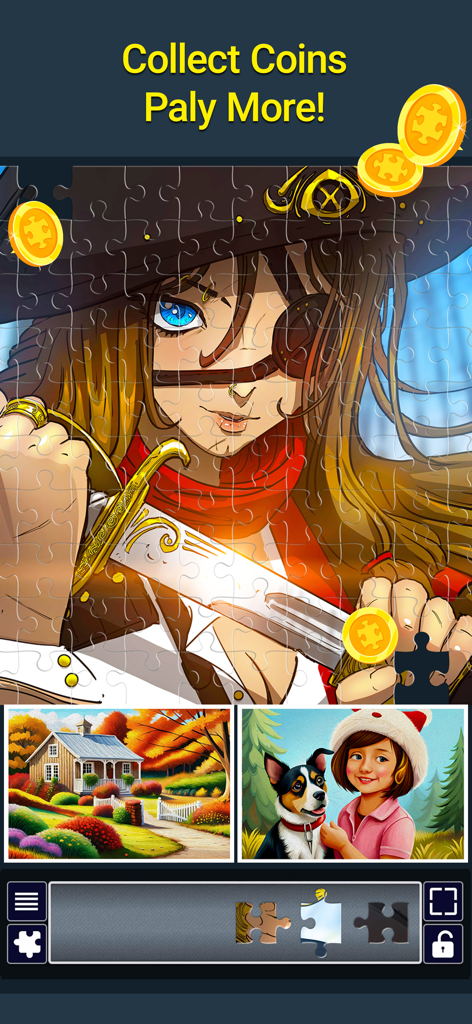 Jigsaw Puzzle Crown for Adults - Pirate themed jigsaw puzzle gameplay with collectible coins