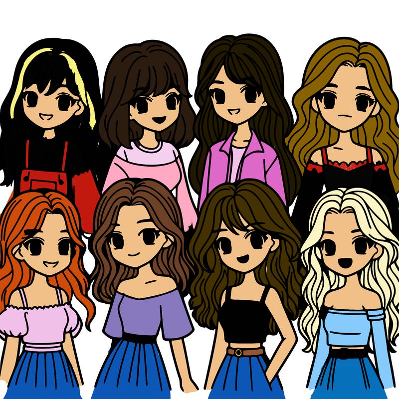 group of 8 girls