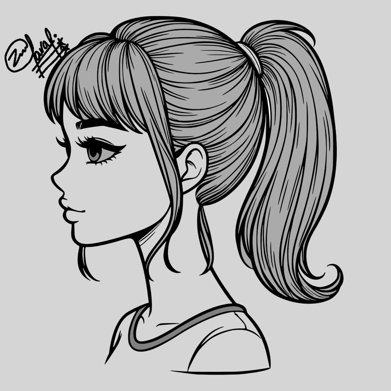 realistic woman with a pony tail hair style