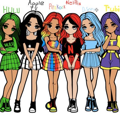 a group of girls realistic