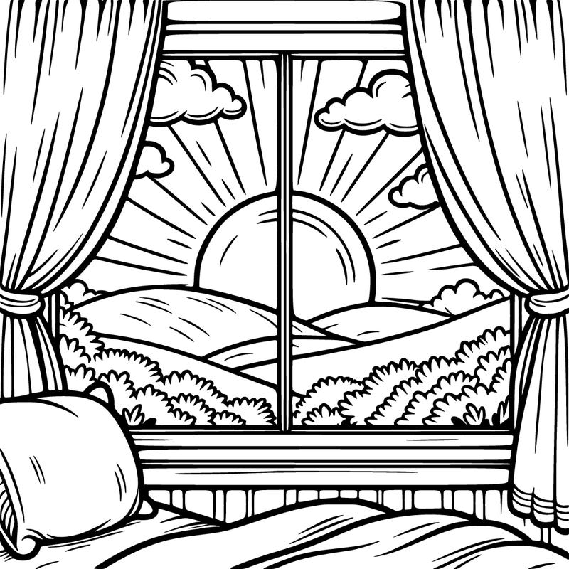 sunrise out a window