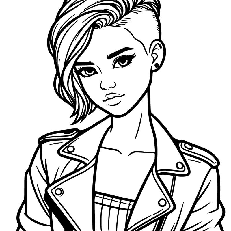 woman with leather jacket and undercut
