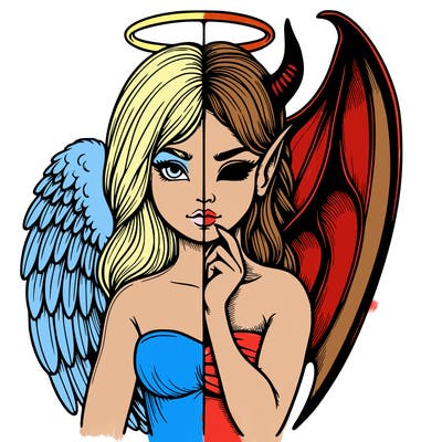 realistic angel half demon