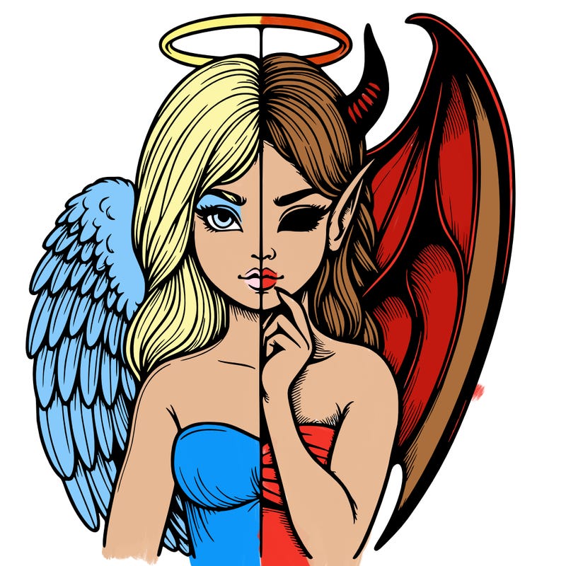 realistic angel half demon