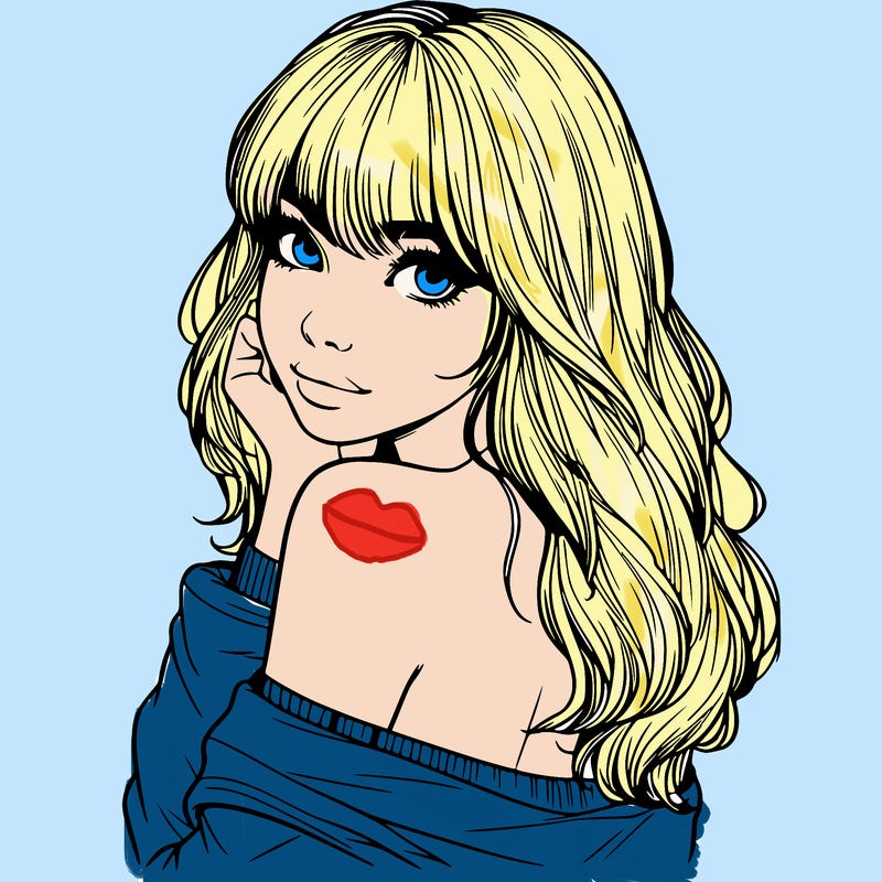 realistic girl with bangs looking over her shoulder