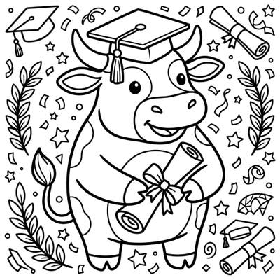 Congratulate the graduates with this adorable beef cattle coloring page, complete with a graduation cap and diploma. It's a fun and unique way to honor academic achievements and bring smiles to all.