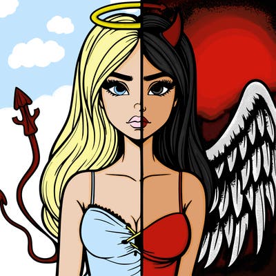 devil vs angel realistic girl
