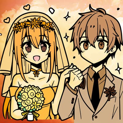 anime couplesgetting married