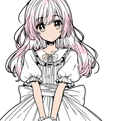 anime girl in a dress smiling