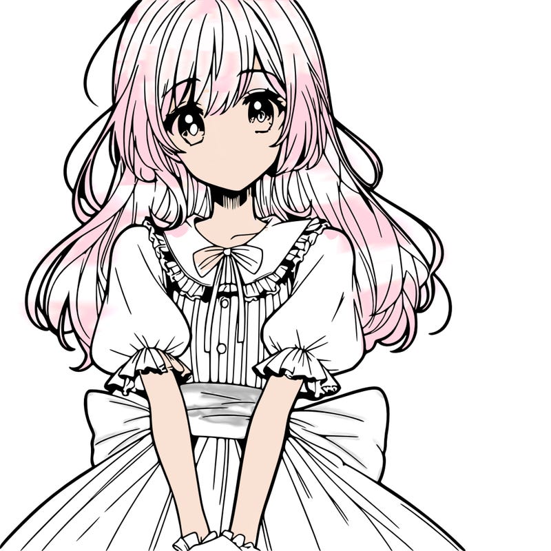 anime girl in a dress smiling