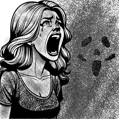 realistic woman screaming in fear
