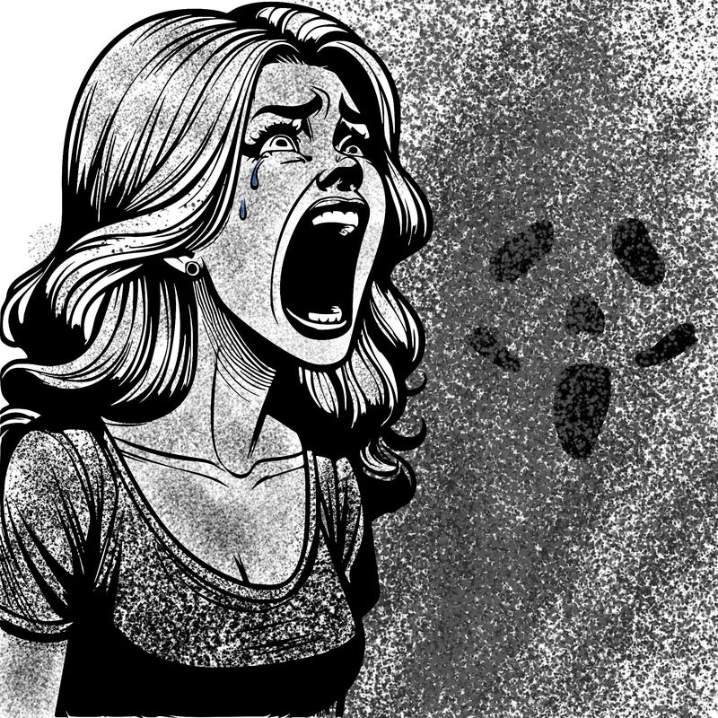 realistic woman screaming in fear