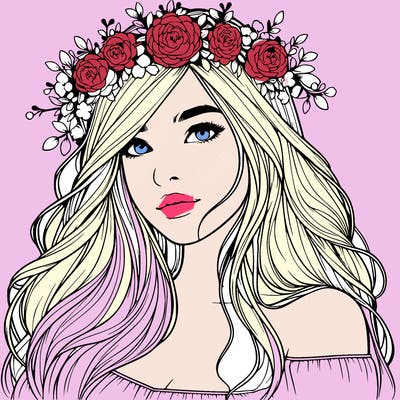 realistic girl with flower crown