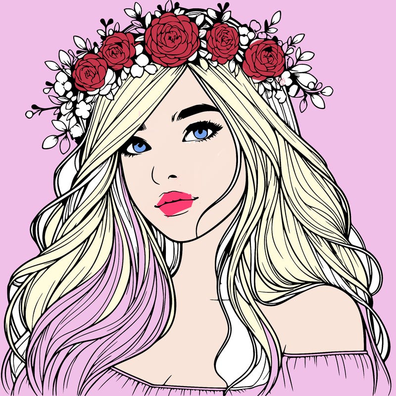 realistic girl with flower crown