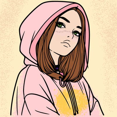 a realistic girl in a hoodie