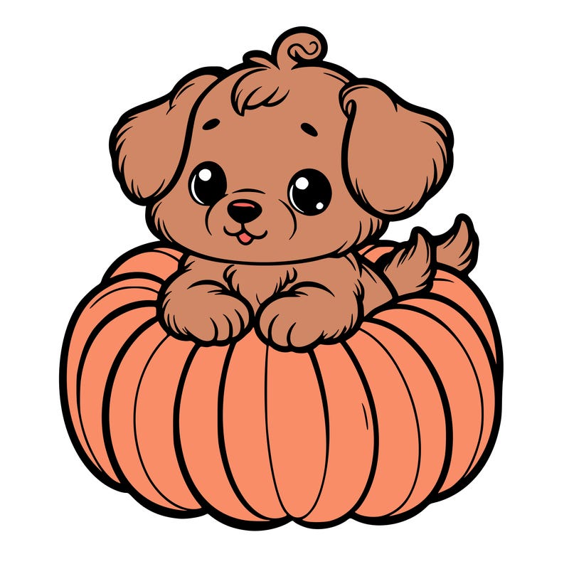 cute little puppy in a pumpkin