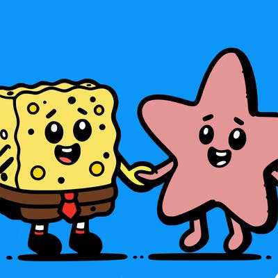 spongebob squarepants  and patrick star holding hands