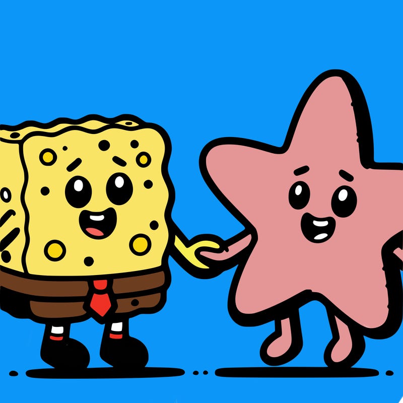 spongebob squarepants  and patrick star holding hands