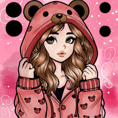 realistic girl in a animal pjs hoodie