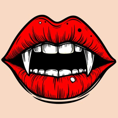 lips with vampire teeth