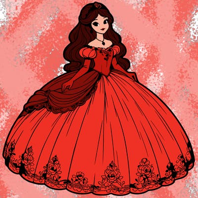 realistic princess in big dress