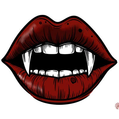 lips with vampire teeth