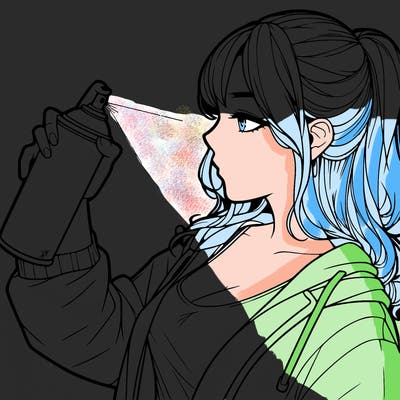 a realistic girl spray, painting