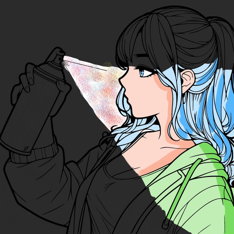 a realistic girl spray, painting