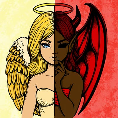 realistic angel half demon