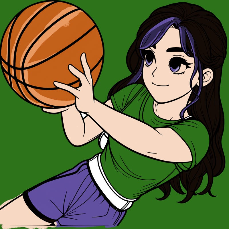 realistic girl playing basketball