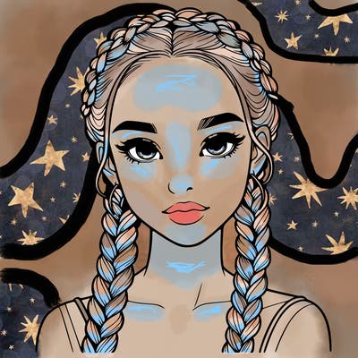 realistic girl with braids