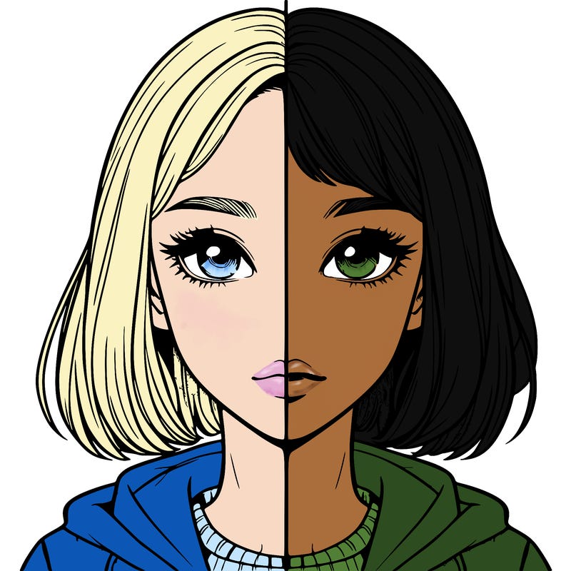 split realistic girl