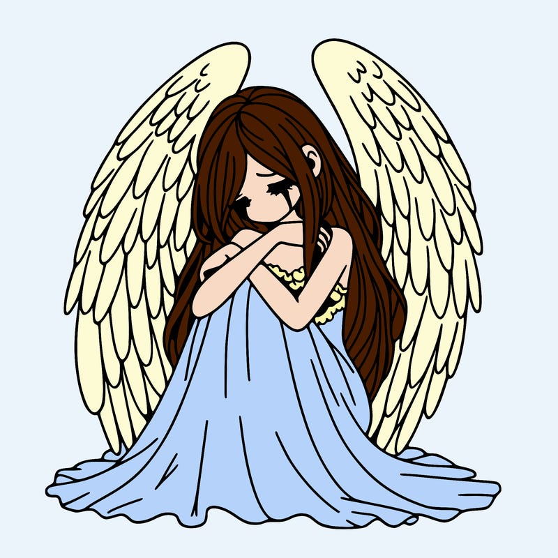 ethereal girl in grief, lonely and heartbroken