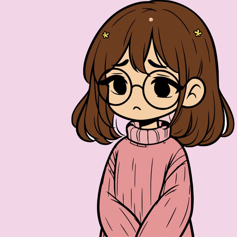 sad girl with glasses in a sweater