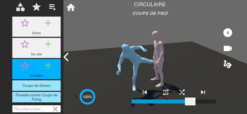 Krav Maga Secrets - 3D motion capture animation of a circular kick in the Krav Maga Secrets app