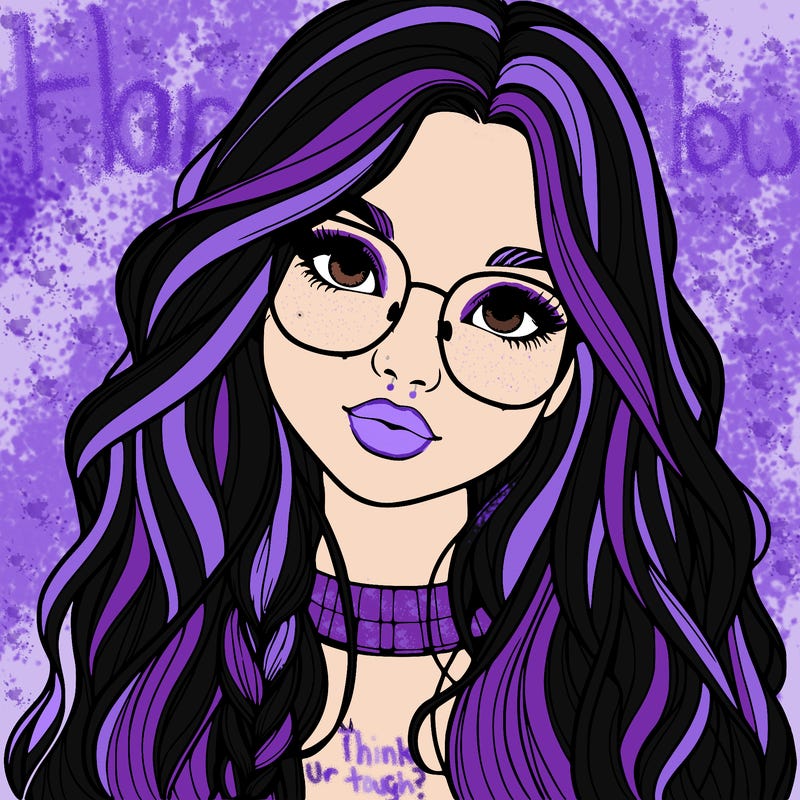 girl with long hair and freckles and glasses realistic