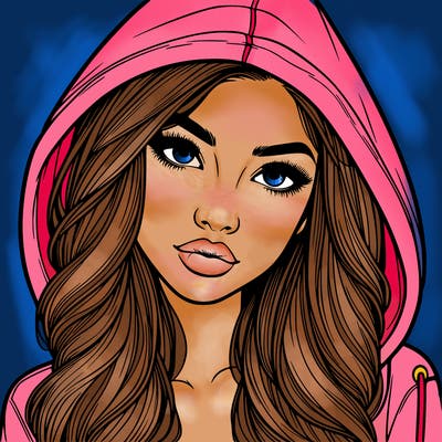 realistic beautiful girl with a hood on