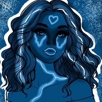 realistic girl with wavy hair and lips