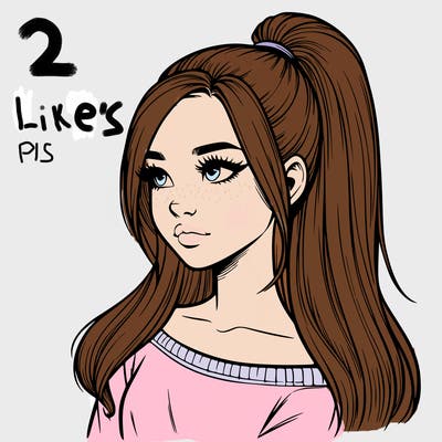 realistic girl with a high ponytail