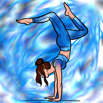 a woman doing a handstand
