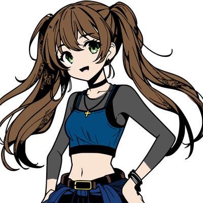 anime girl wearing crop top