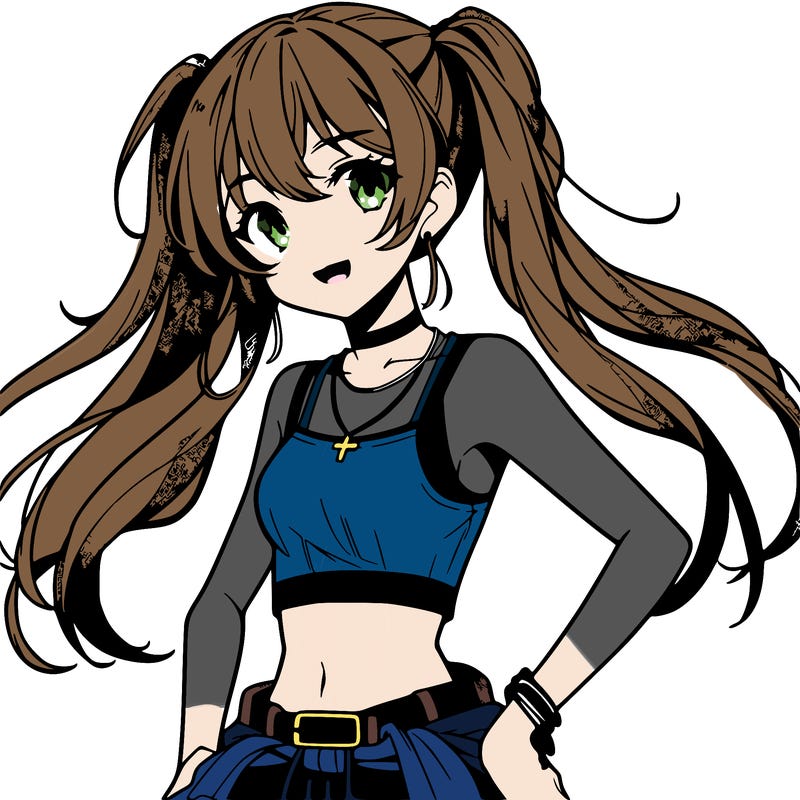 anime girl wearing crop top