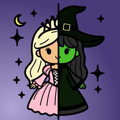 split princess and witch