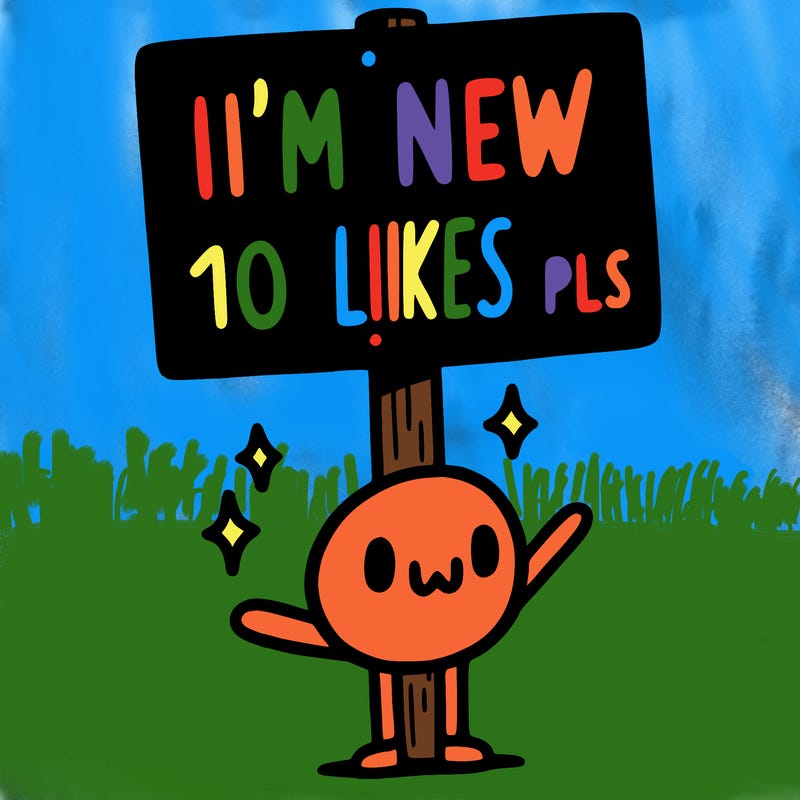 sign that says i’m new 10 likes pls